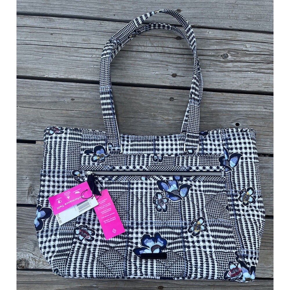 NWT! Vera Bradley Work Tote Bag Bedford Plaid Floral Quilted